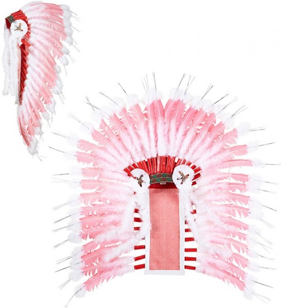 Chief feather headdress white-pink 2