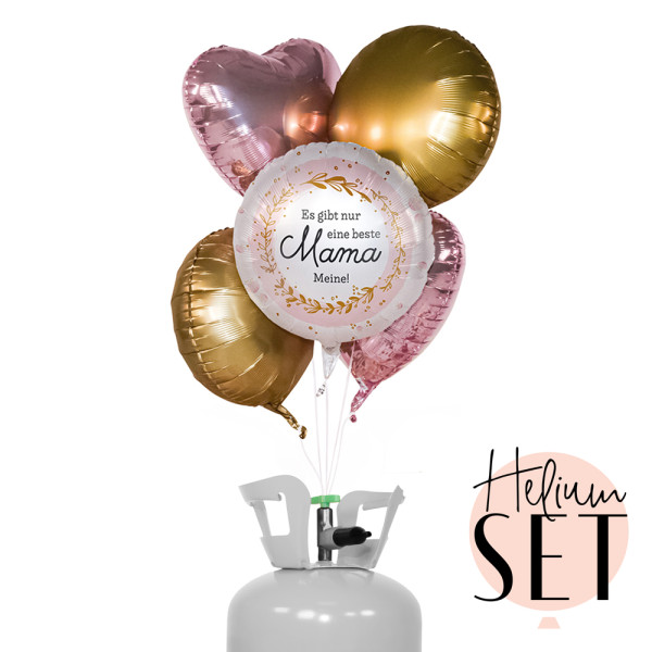 Beste Mama Ballonbouquet-Set mit Heliumbehälter