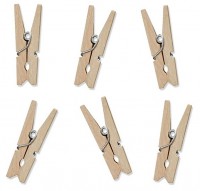 Anteprima: 10 piccole clip in legno naturale da 3,5 cm