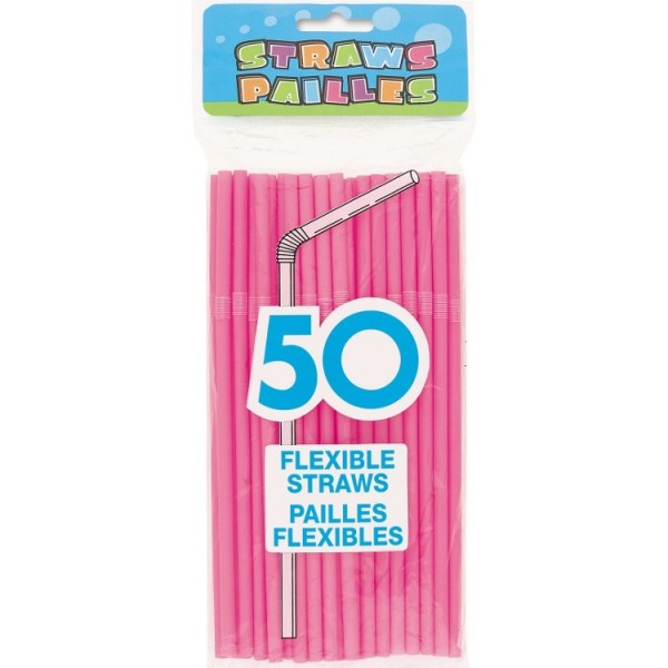 50 Flexi straws Vera pink 20cm