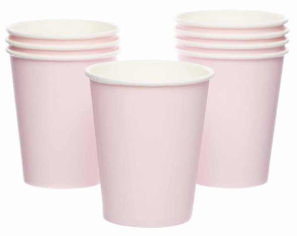 8 Marshmallow Pink paper cups 227ml