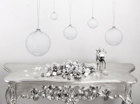 Oversigt: 4 boble dekorative glaskugler 7,5 m