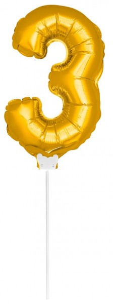 Folienballon Zahl 3 Gold 35cm