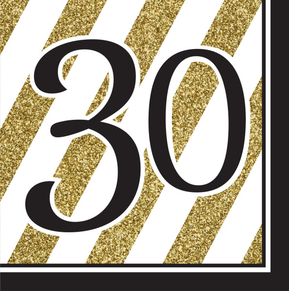 16 serviettes magiques 30ème anniversaire 33cm