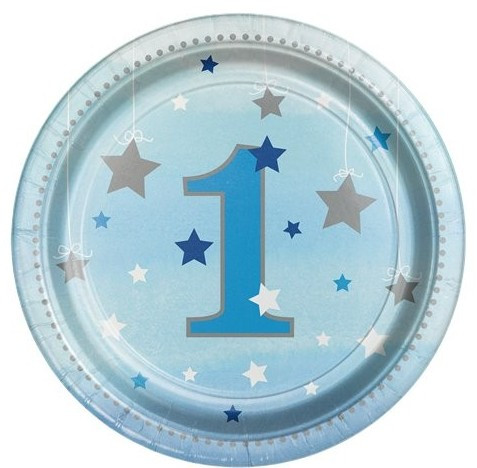 8 Twinkle First Birthday Star paper plates 18cm
