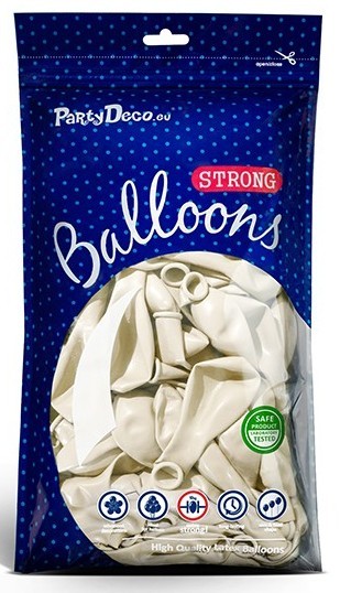 100 ballons métalliques Partystar blanc 30cm 2