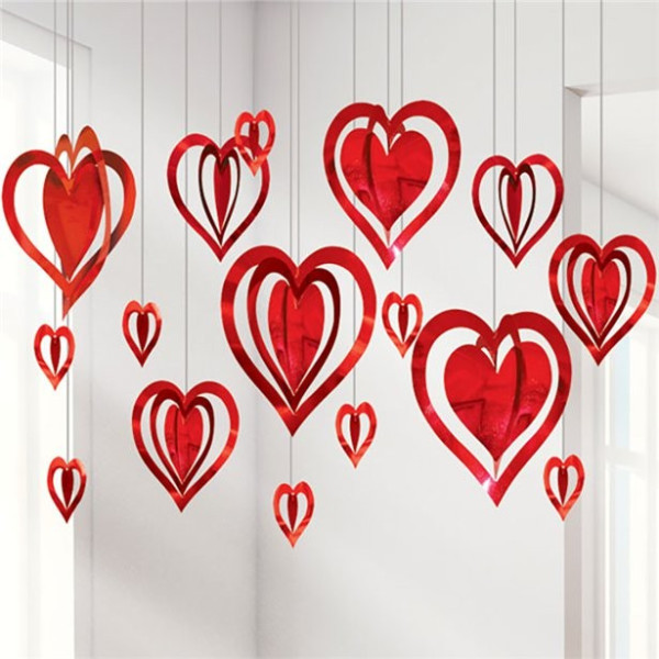 16 romantycznych zawieszek w kształcie serc 3D