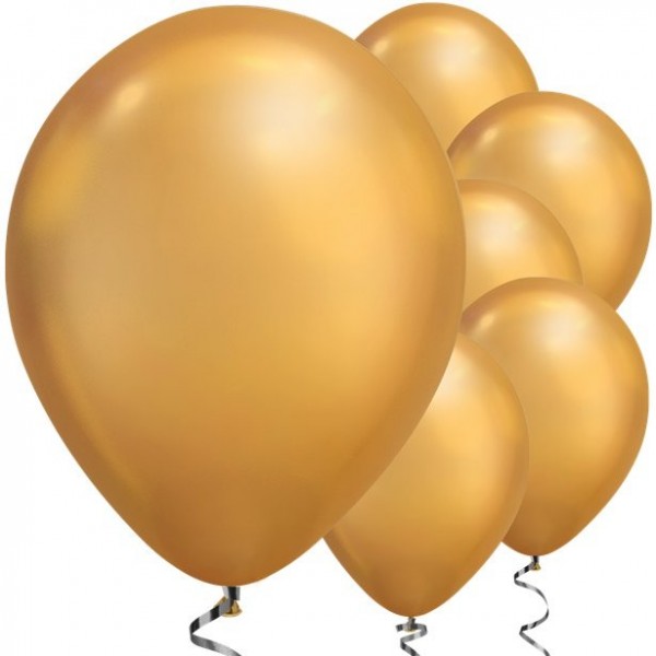 25 golden latex balloons Chrome 28cm