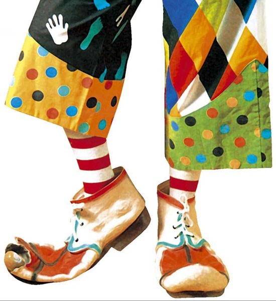 Färgglada clown rags tofflor