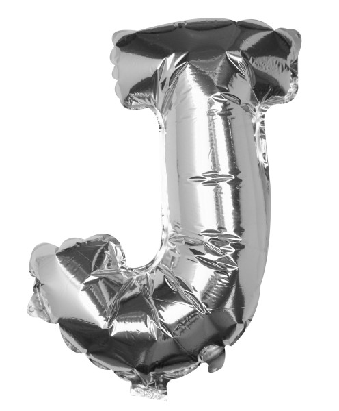 Silver J letter foil balloon 40cm