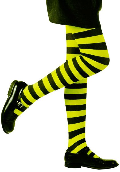 Children's striped tights green and black