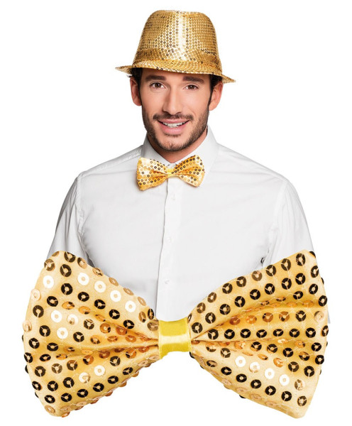 Gold bow tie with sequins