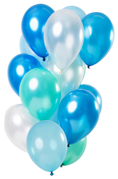 15 latexballonger azurblå metallic