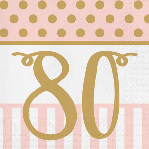 16 Lovely 80th Birthday napkins 33cm