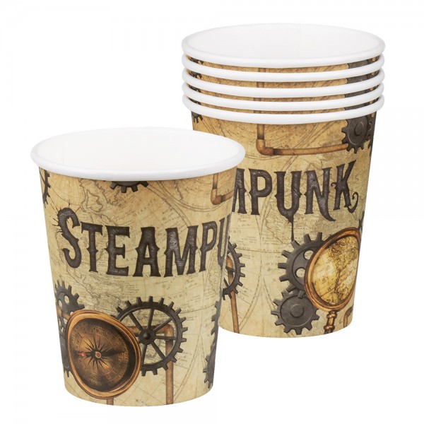 6 vasos de papel Steampunk Deluxe 25cl