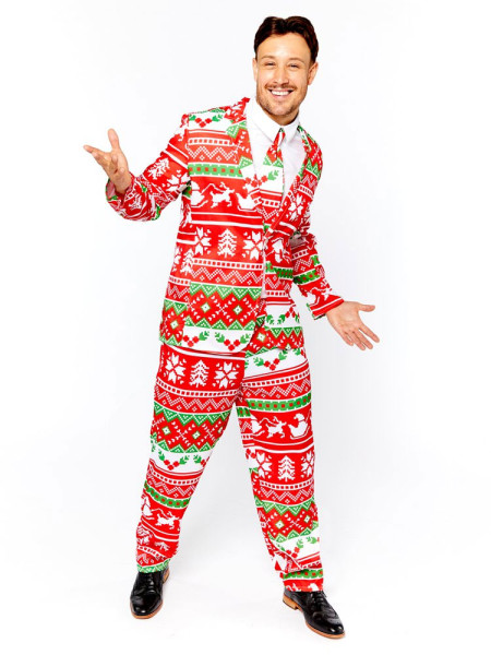 Christmas party suit for men red-green