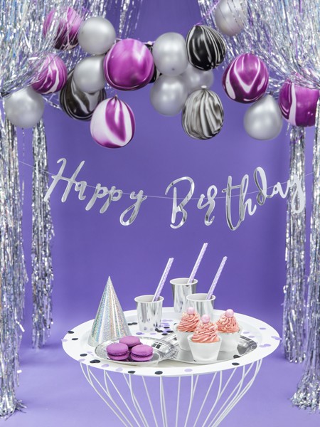 6 Silber metallic Pappteller 23cm