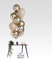 12 Golden 50th balloon mix 33cm