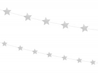 Vista previa: 2 guirnaldas de estrellas plateadas 180cm
