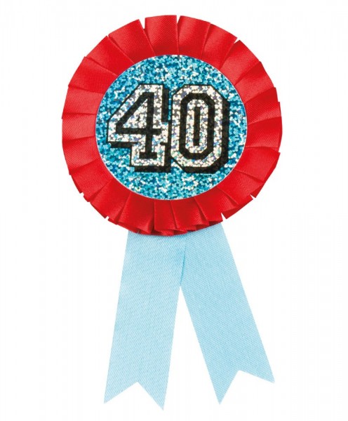 Holographic 40th birthday rosette
