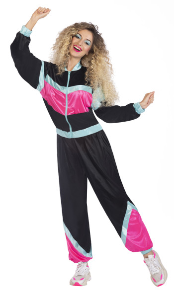 80s jogging suit for women black and multicolored