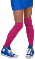 Neon pink retro knee socks unisex