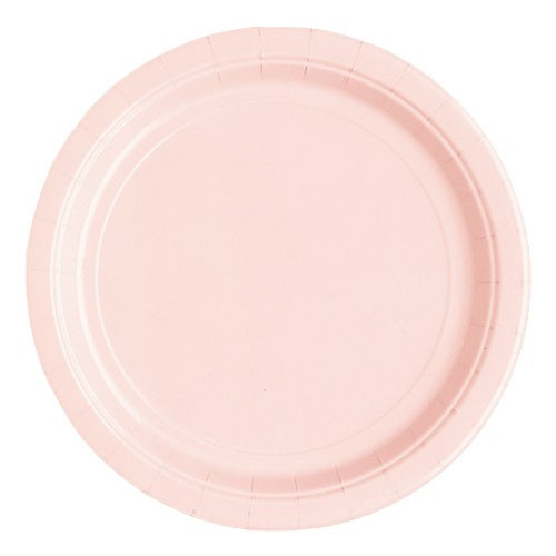 20 platos de papel fiesta Valentina rosa claro 18cm