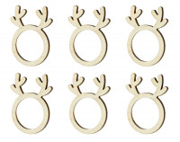 6 wooden reindeer napkin rings 4cm