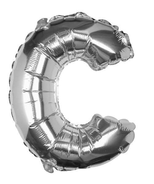 Srebrny balon foliowy z literą C 40 cm