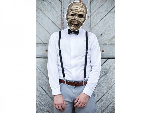 Maschera di cartone mummia spaventosa con nastro 3