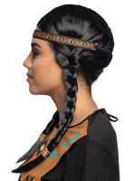 Anteprima: Parrucca indiana con trecce e fascia per capelli