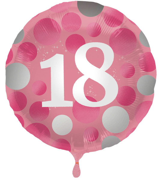 18. fødselsdag blank lyserød folie ballon 45cm