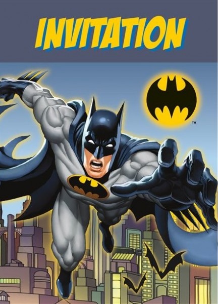 8 Batman Hero invitation cards