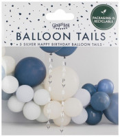 Förhandsgranskning: 5 Silver Grattis på födelsedagen ballongberlocker