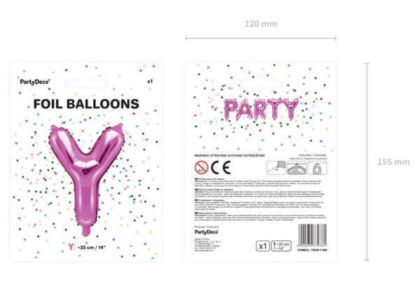 Folienballon Y fuchsia 35cm 3