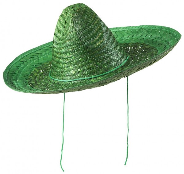 Chapeau de paille sombrero vert 48cm