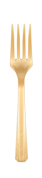 20 plastic forks in gold