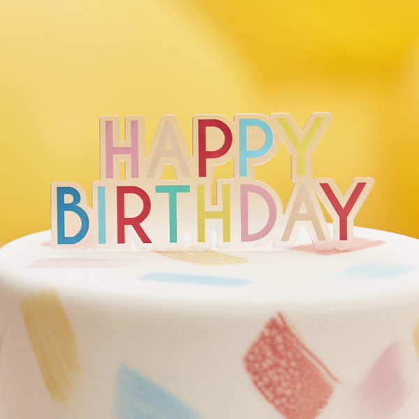 Decoración colorida para tarta de cumpleaños 13 x 11 cm
