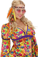Diadema hippie colorida con plumas y perlas