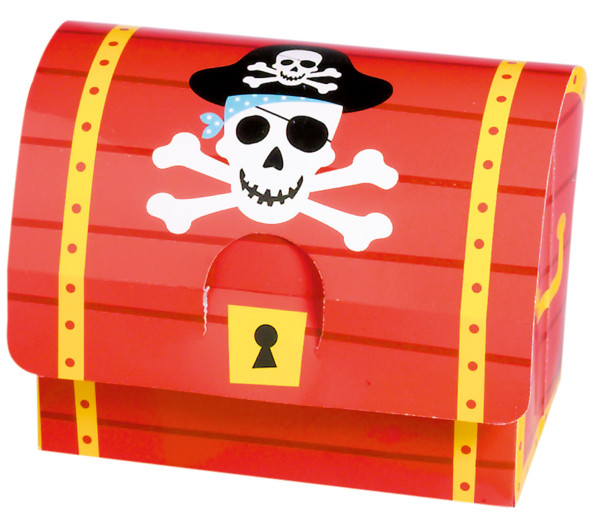 Fiesta pirata recortable cofre del tesoro con símbolo de calavera 8 piezas