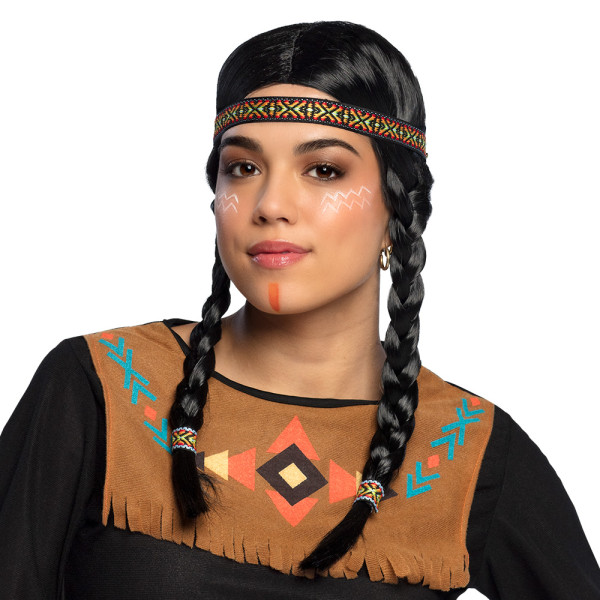 Indianer Perücke mit Ethno Stirnband