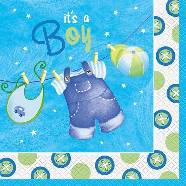 16 Baby Boy Ben Party napkins 33cm