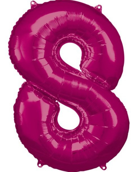 Pink nummer 8 folieballon 86cm