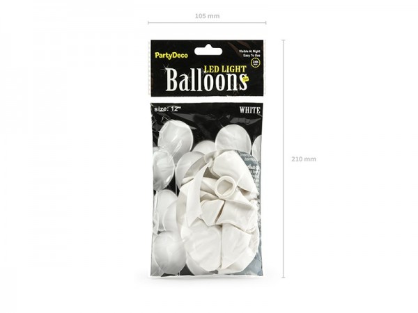 5 LED balloons white 30cm 3