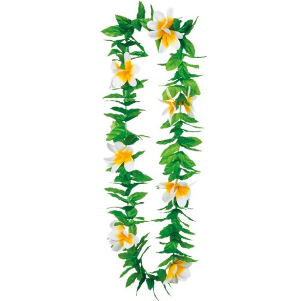 Hawaii blomsterhalsband med blommor och blad