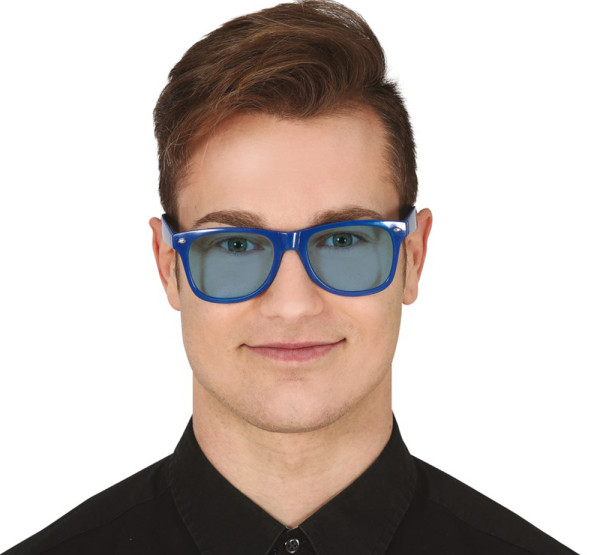 Blå glasögon med blå linser