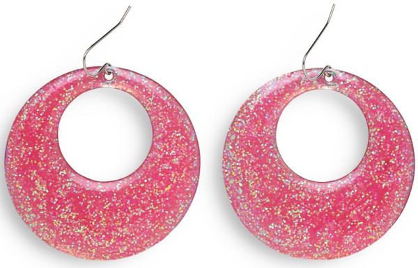 Disco Fever glitter earrings pink