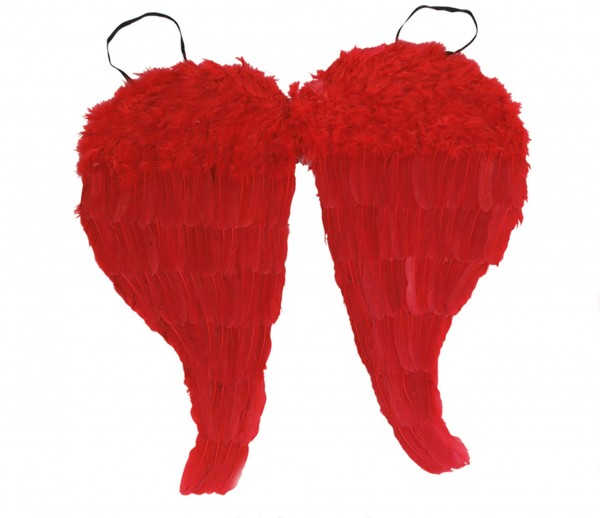 Red children's feather angel wings 47 x 50cm