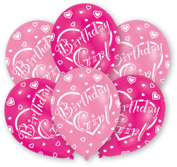 6 Lovely Birthday Girl balloons 27.5 cm