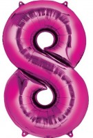 Pink number 8 foil balloon 41cm